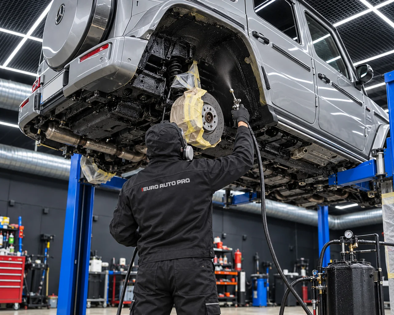 Обработка колёсной арки Mercedes G-Class защитным составом