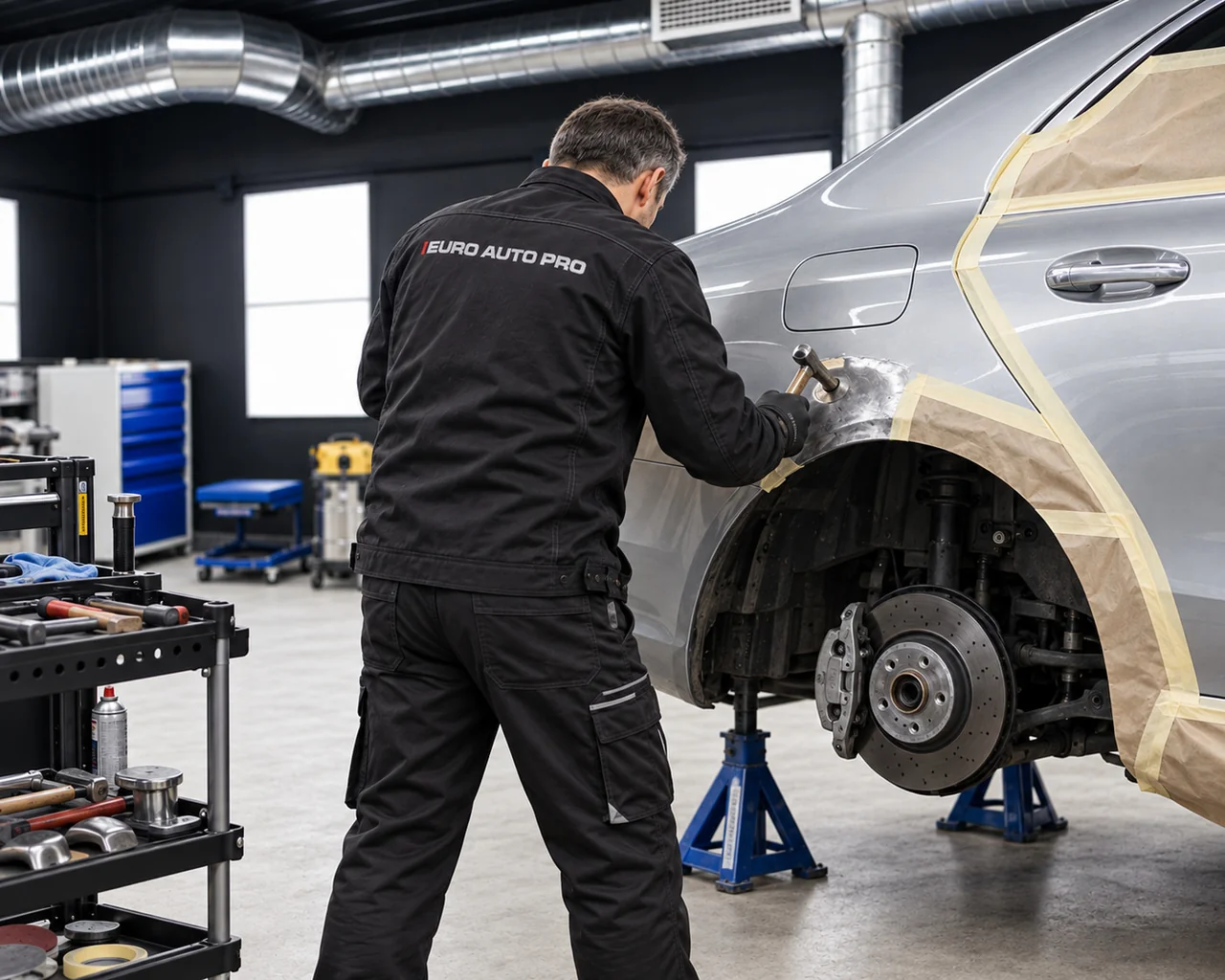 Восстановление металлической кромки колёсной арки Mercedes